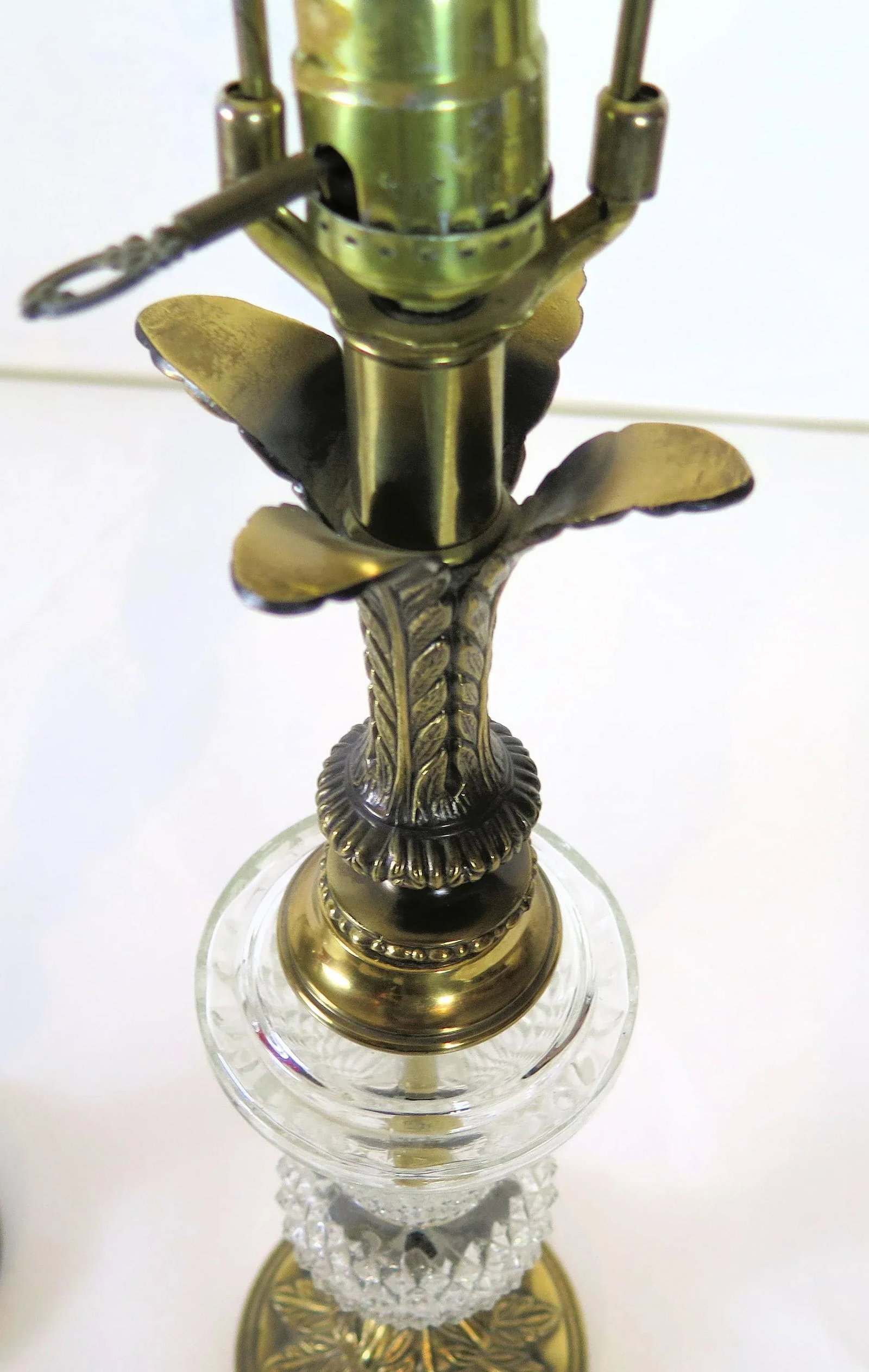 1950s Hollywood Regency Cut Glass and Brass Lamps - A Pair - 3