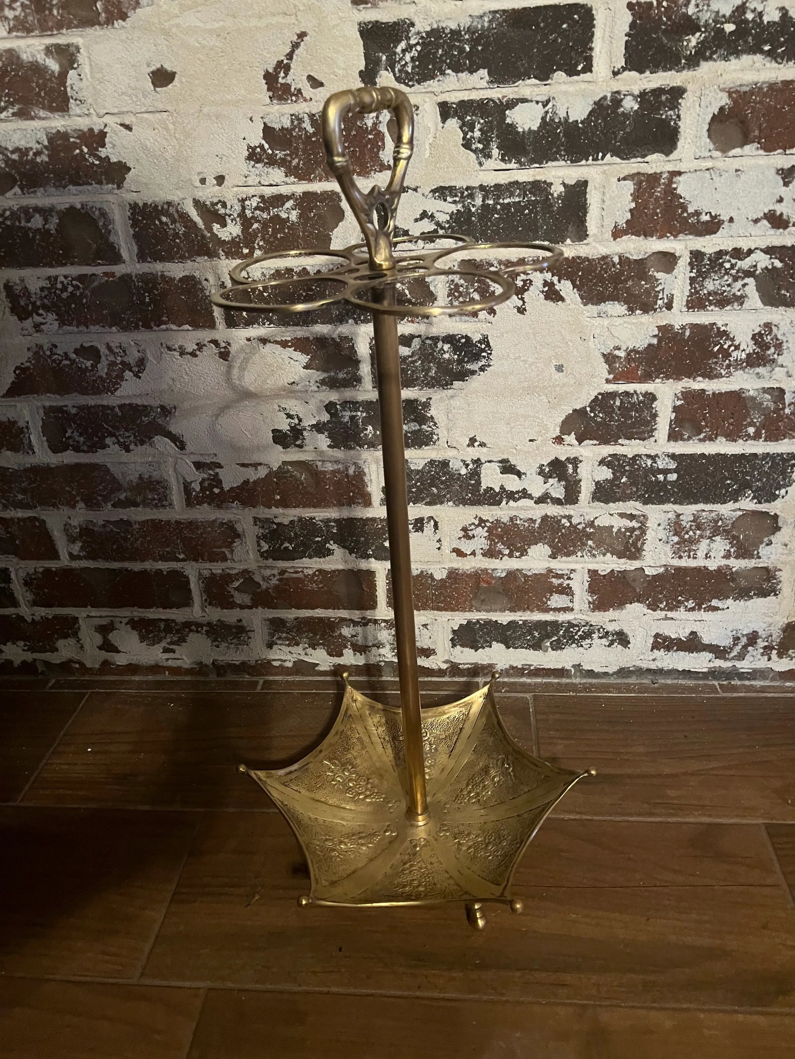 Vintage 1950s Brass Umbrella Stand - 7