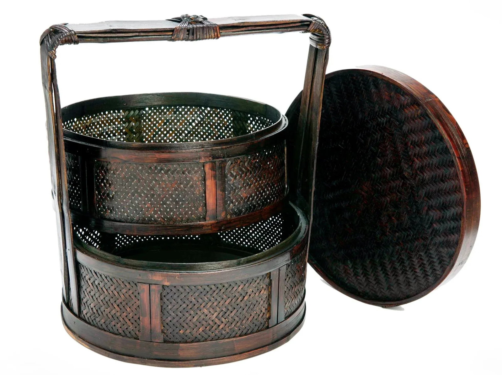 Late 20th Century Chinese Rattan Tiered Lunch Box - 7