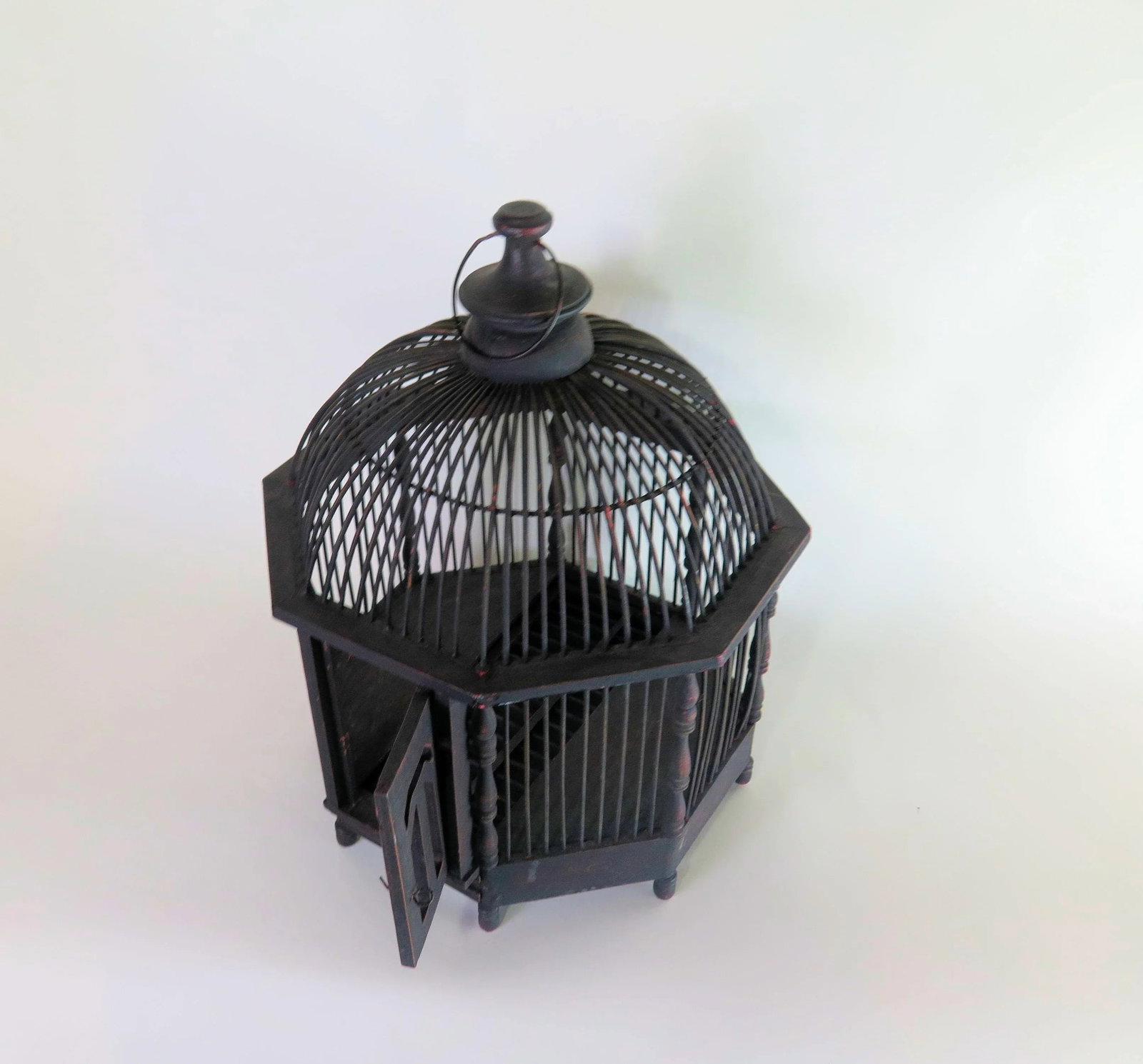 Vintage 1960s French Wood and Wicker Birdcage - 2