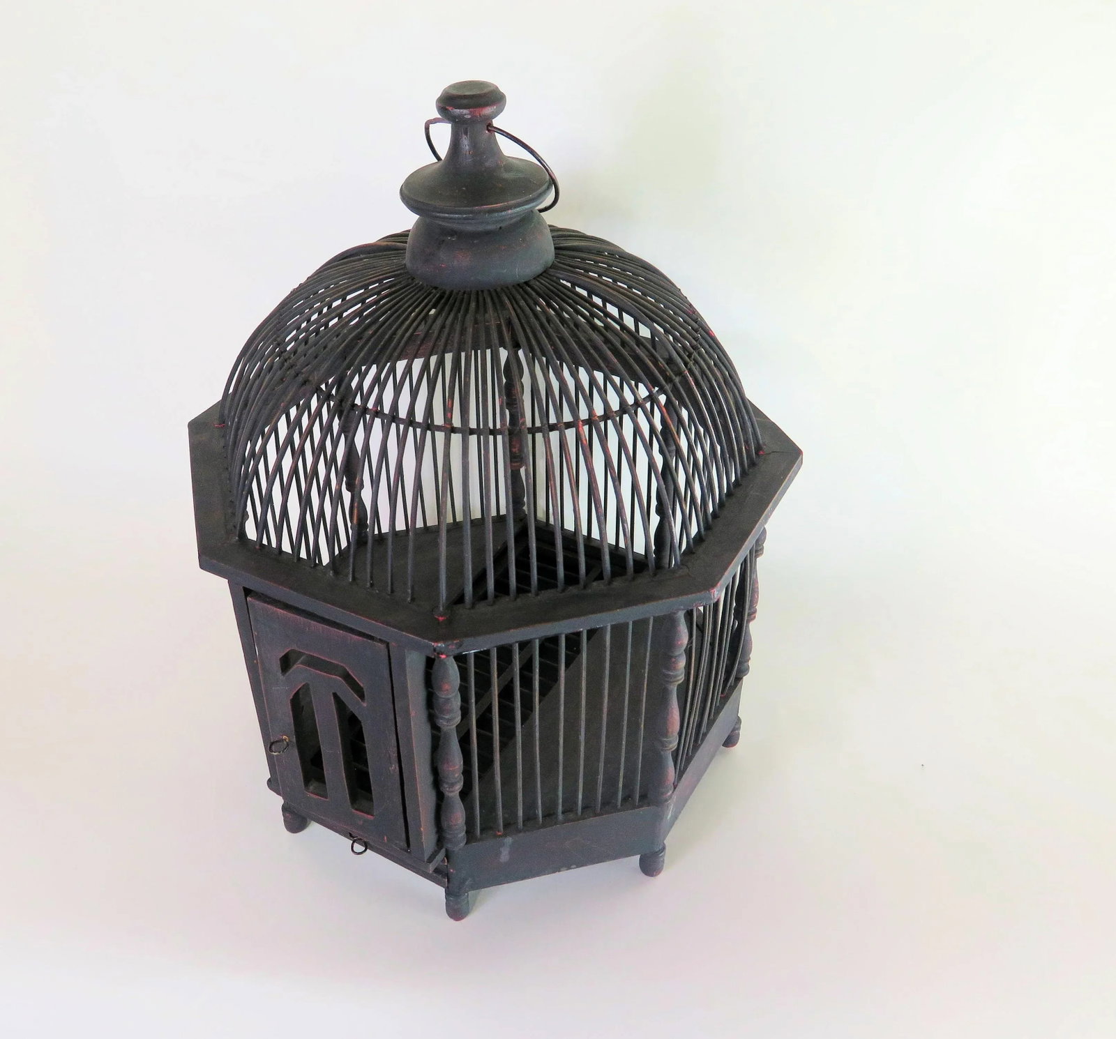 Vintage 1960s French Wood and Wicker Birdcage - 4