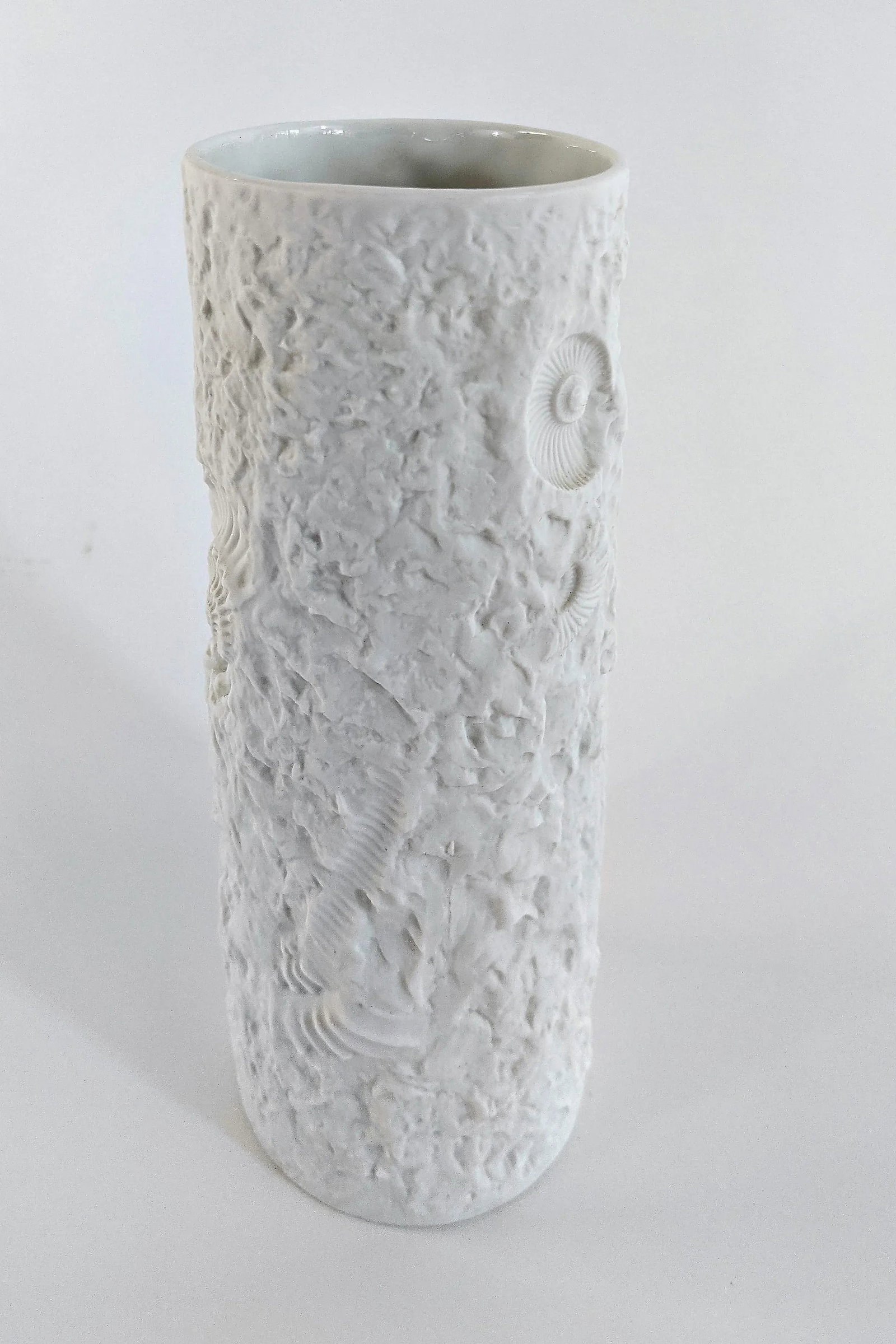 A. K. Kaiser White Bisque Porcelain Fossil Vase West Germany - 4