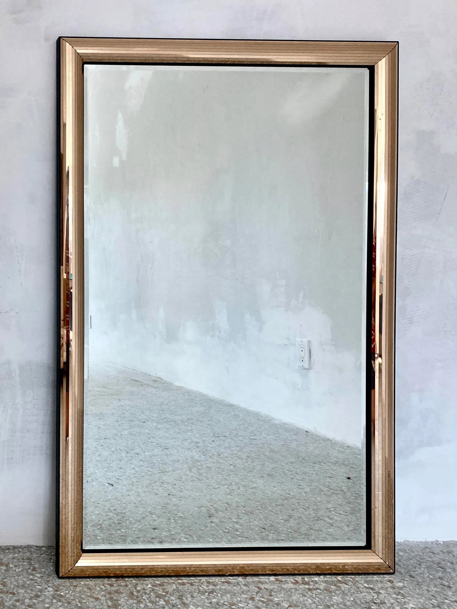 Tessellated Metallic Gold Framed Wall Mirror in the Manner of Ello - 2