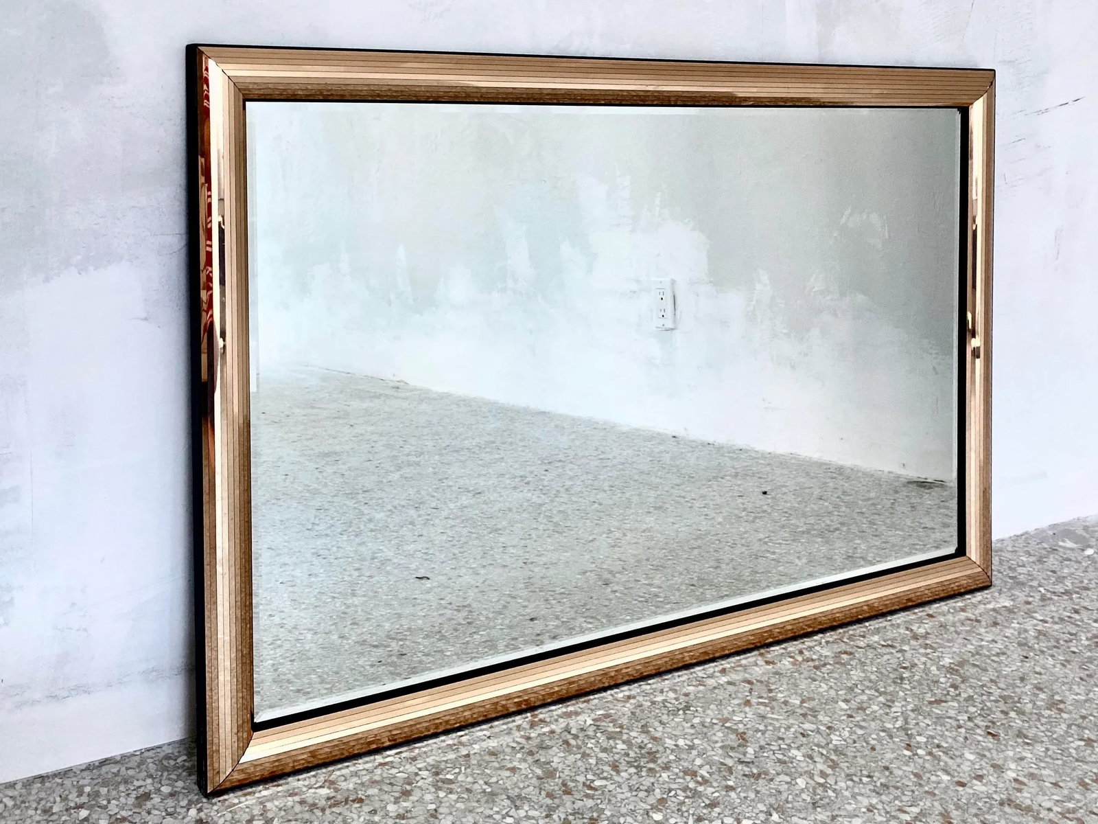 Tessellated Metallic Gold Framed Wall Mirror in the Manner of Ello - 3