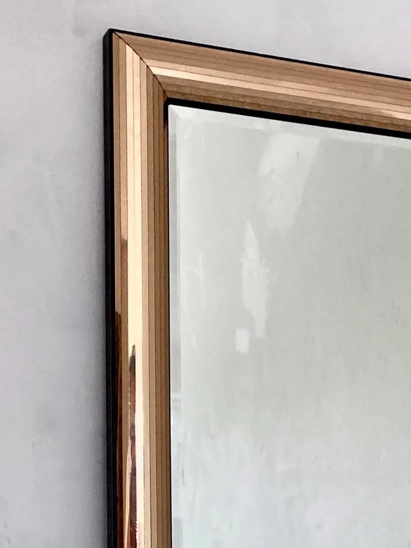 Tessellated Metallic Gold Framed Wall Mirror in the Manner of Ello - 4