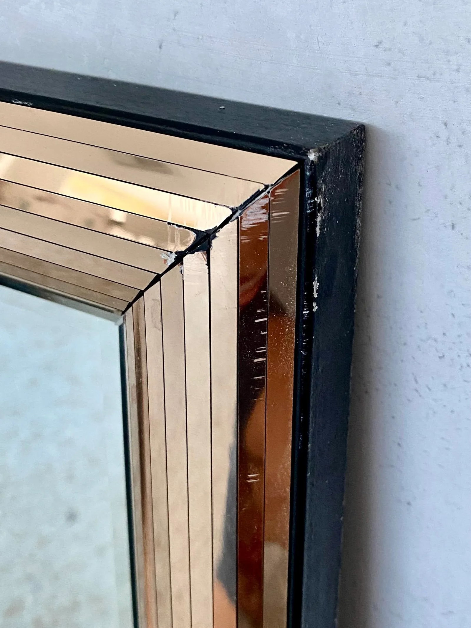 Tessellated Metallic Gold Framed Wall Mirror in the Manner of Ello - 7