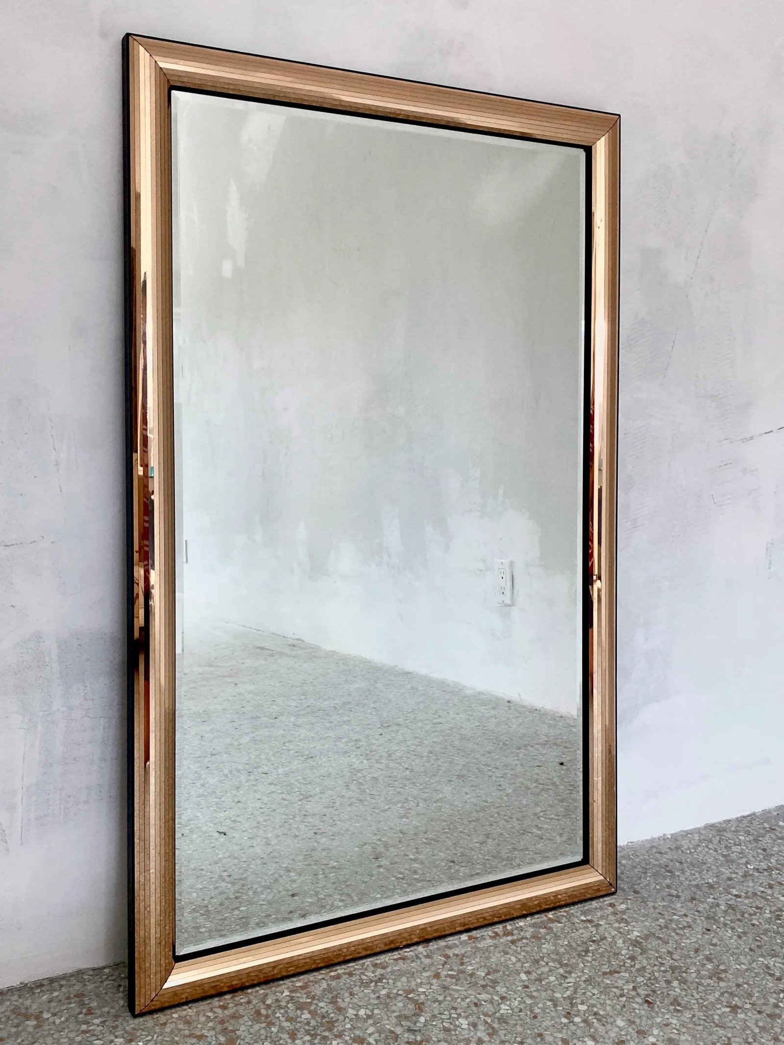 Tessellated Metallic Gold Framed Wall Mirror in the Manner of Ello - 8