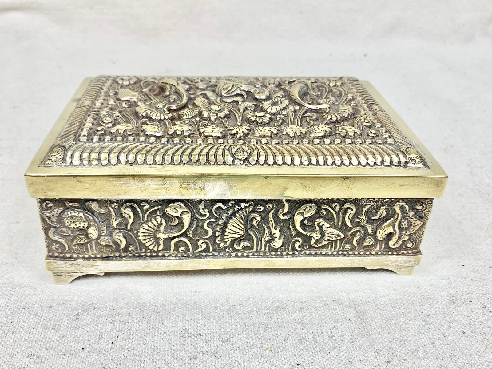 Vintage Repousse Metal and Wood Box - 13