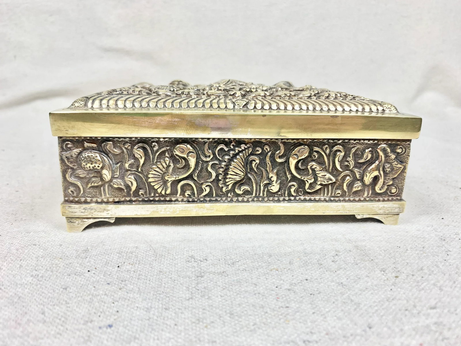 Vintage Repousse Metal and Wood Box - 2