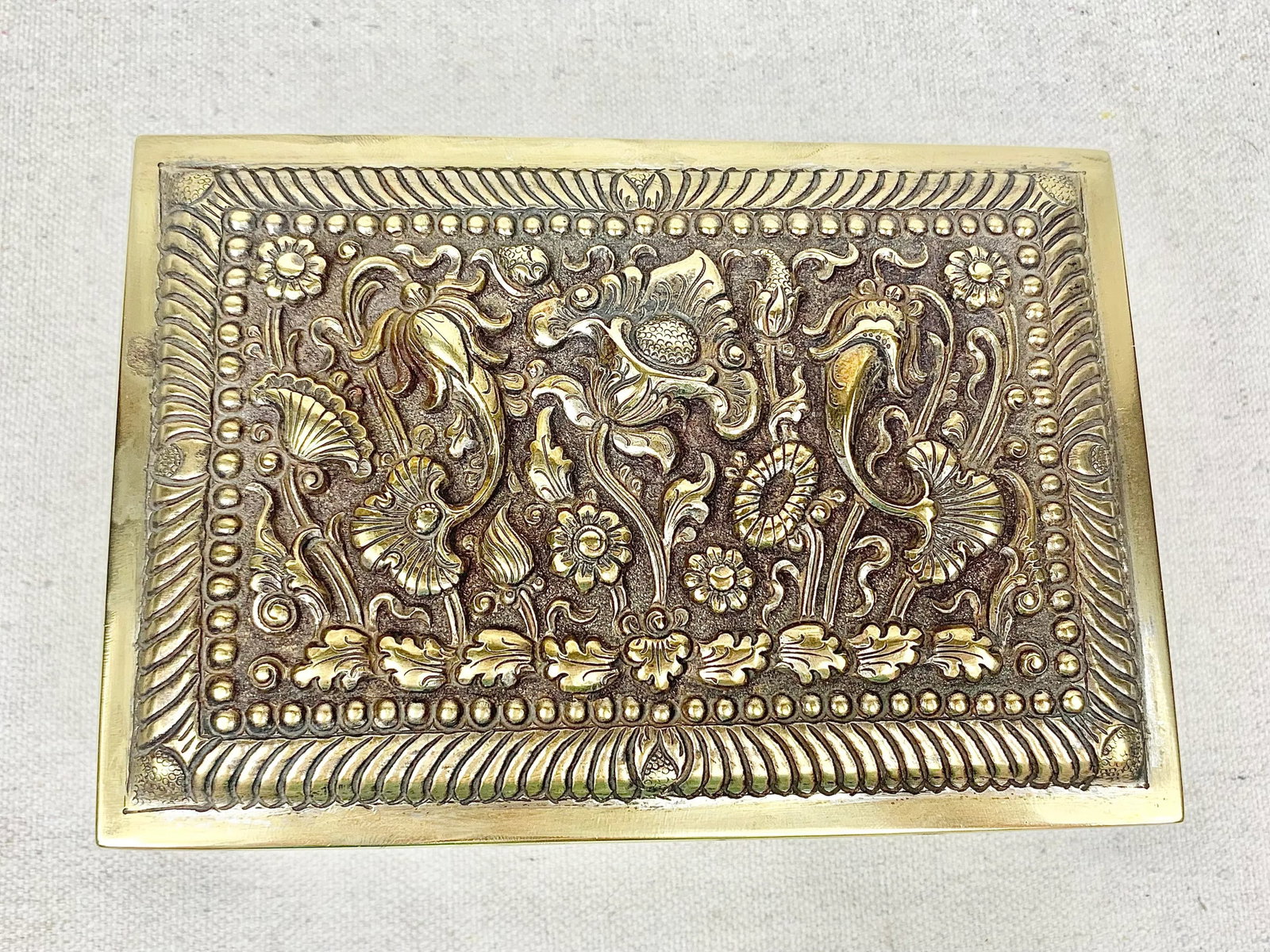 Vintage Repousse Metal and Wood Box - 3