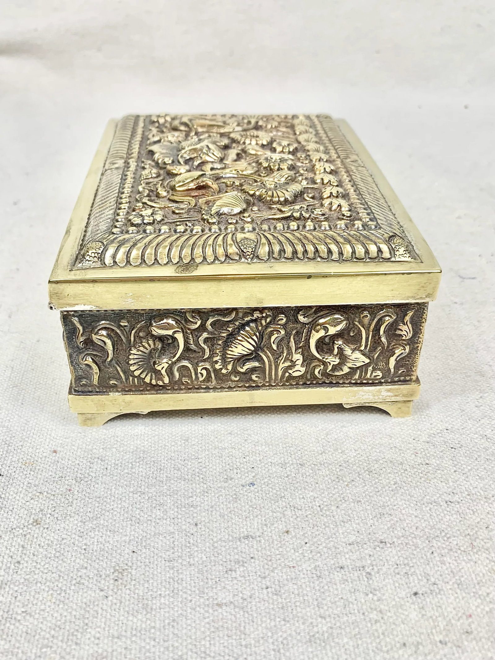 Vintage Repousse Metal and Wood Box - 4