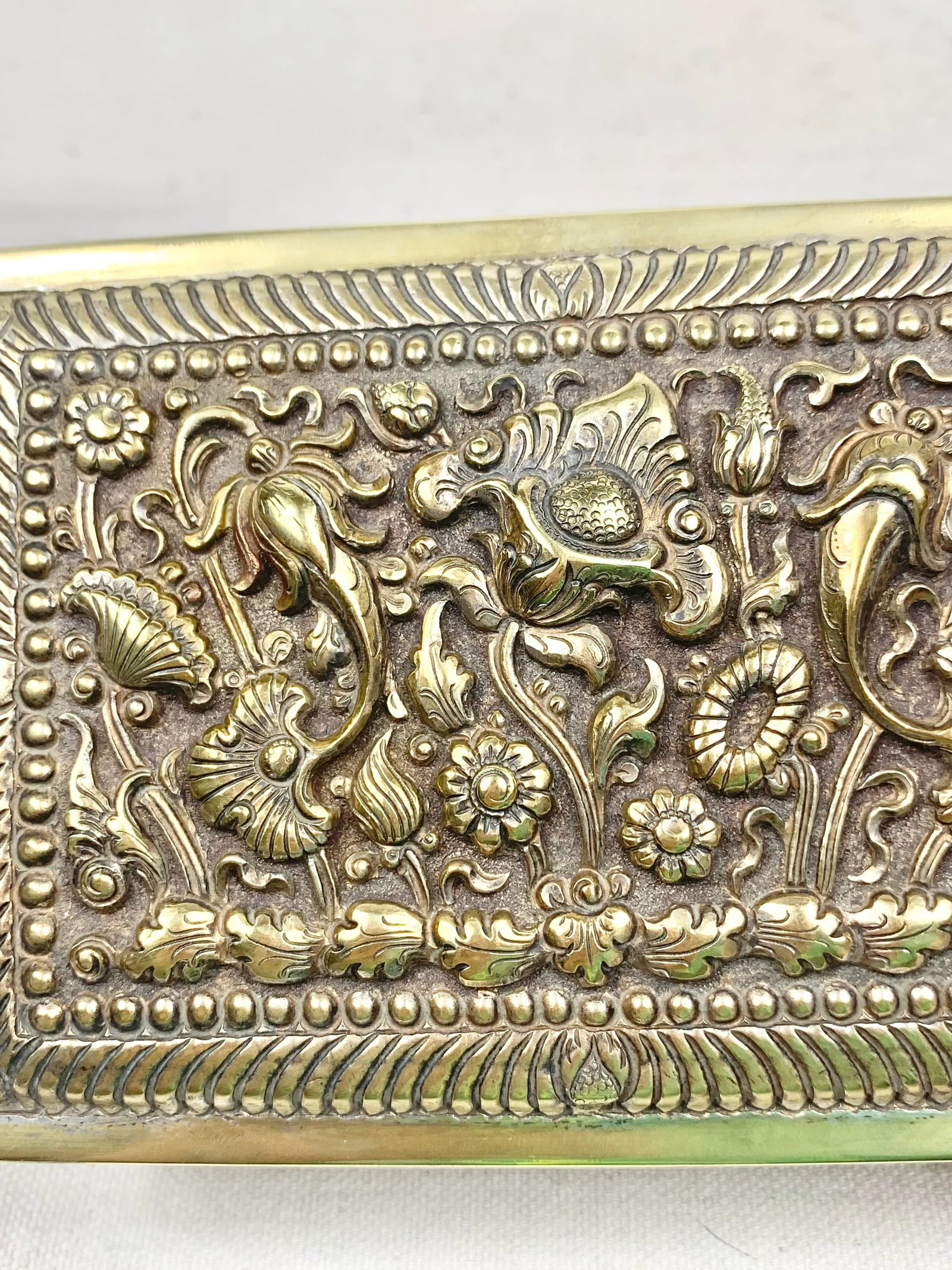 Vintage Repousse Metal and Wood Box - 7