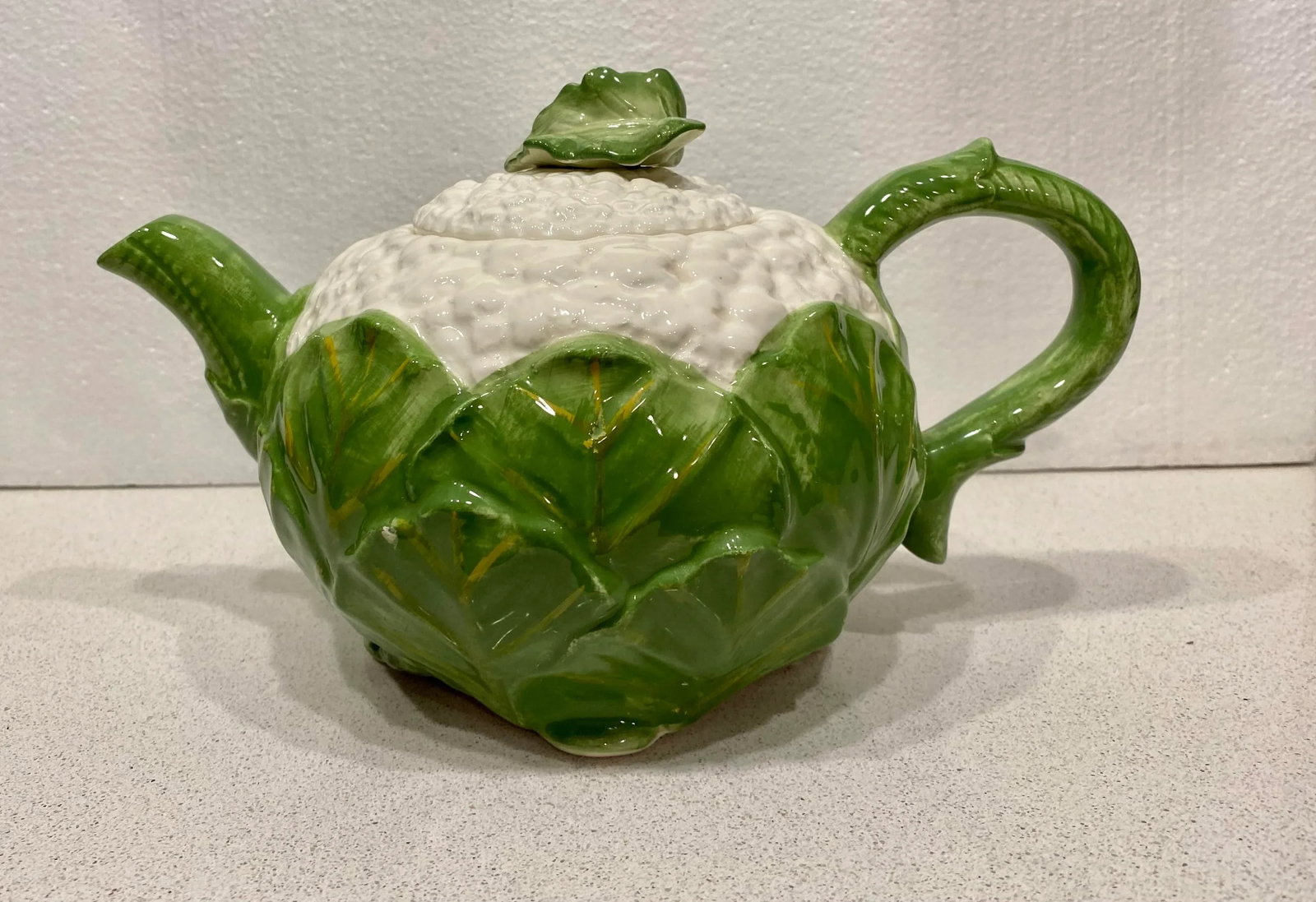 1980's Fitz and Floyd Majolica Cauliflower Teapot - 11