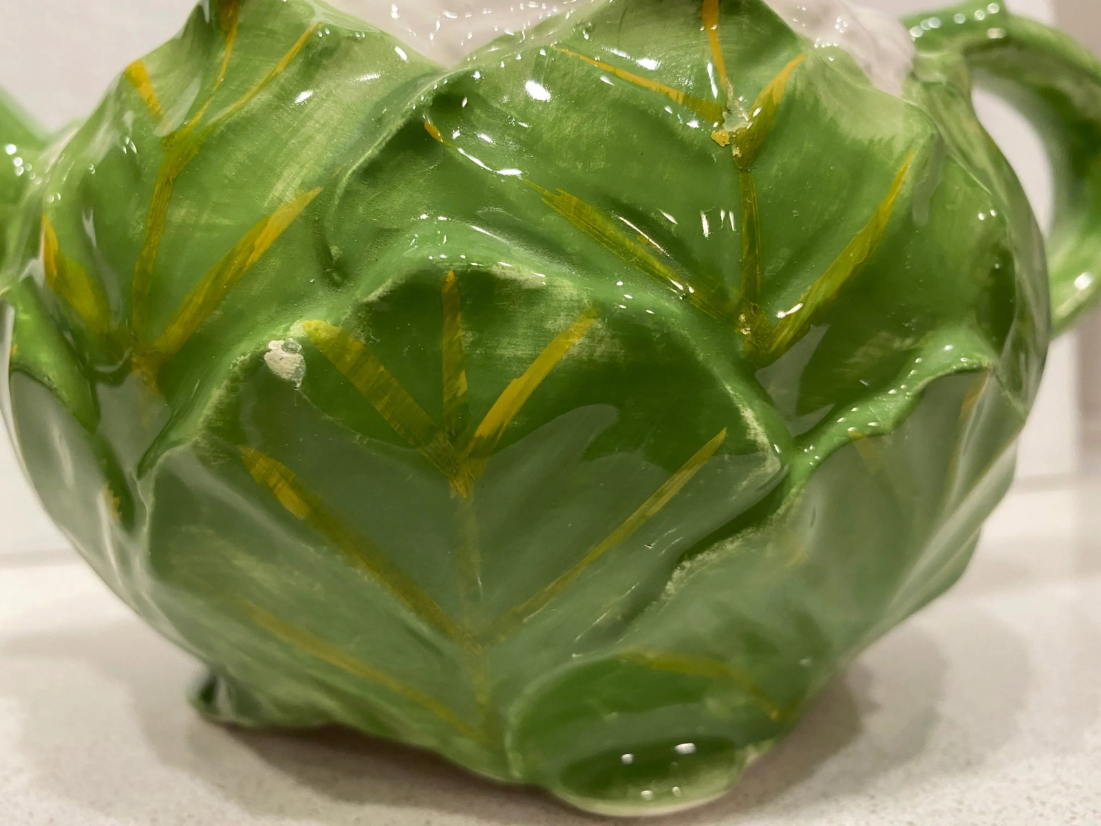 1980's Fitz and Floyd Majolica Cauliflower Teapot - 3