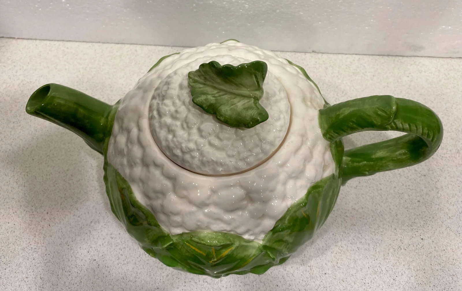 1980's Fitz and Floyd Majolica Cauliflower Teapot - 4