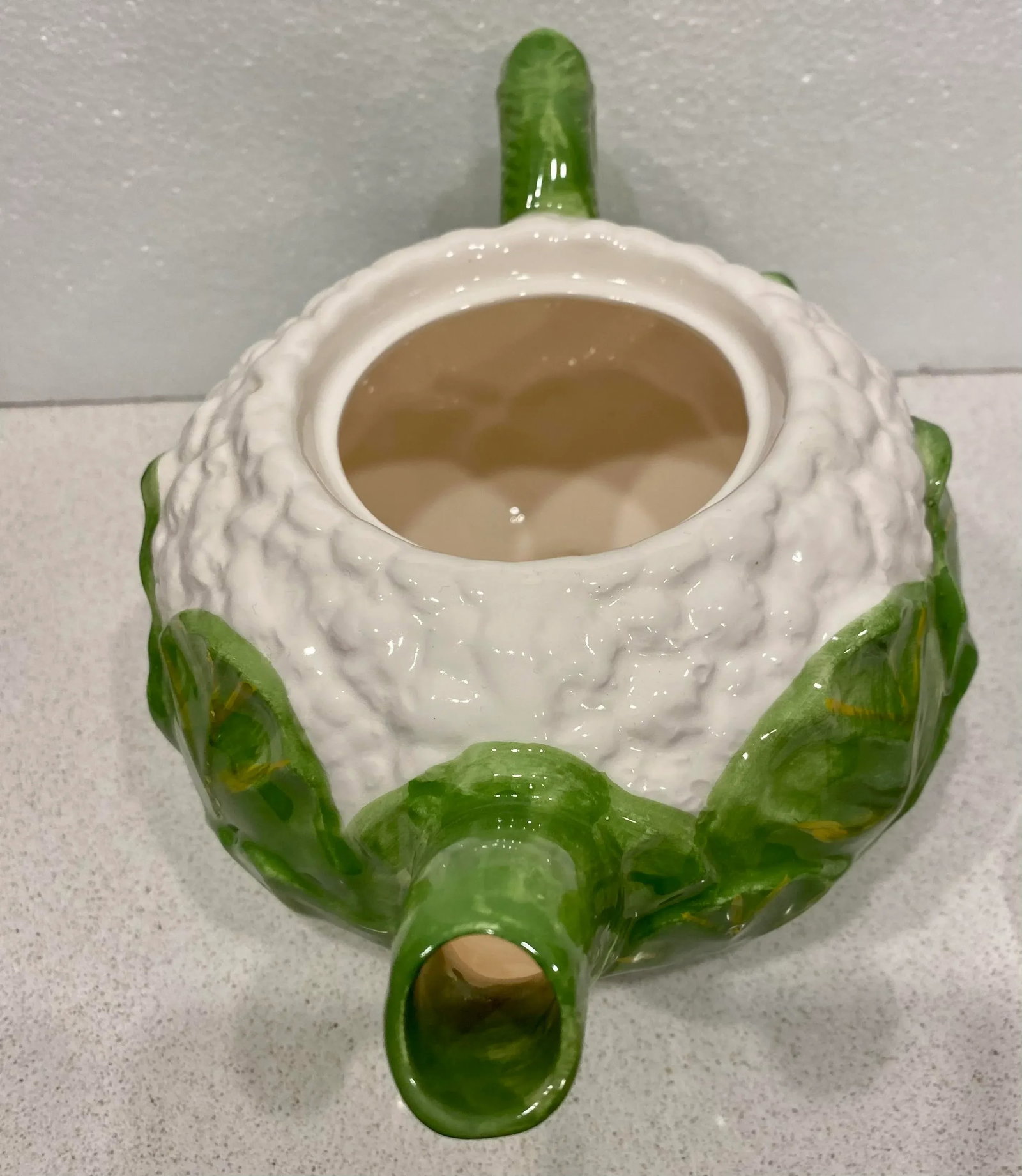 1980's Fitz and Floyd Majolica Cauliflower Teapot - 5