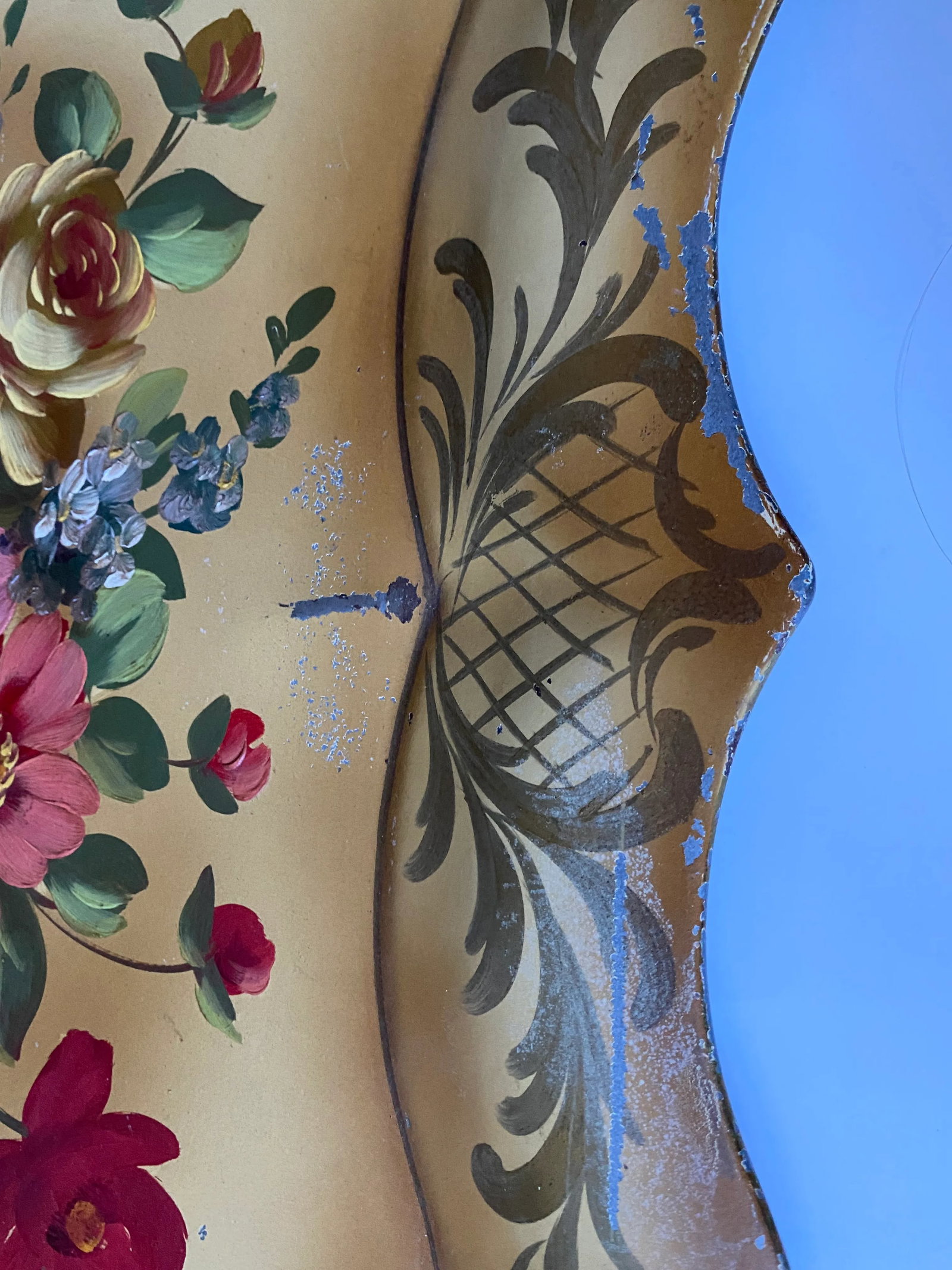 1940s Tole Floral Metal Tray - 3