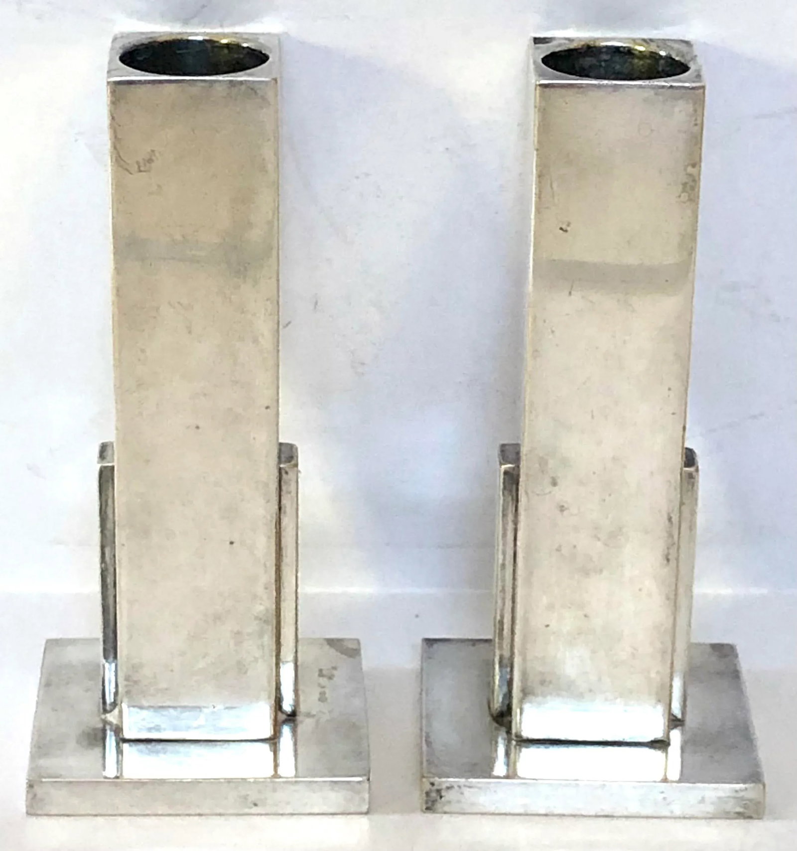 Art Deco Skyscraper Silver Candlesticks - 2