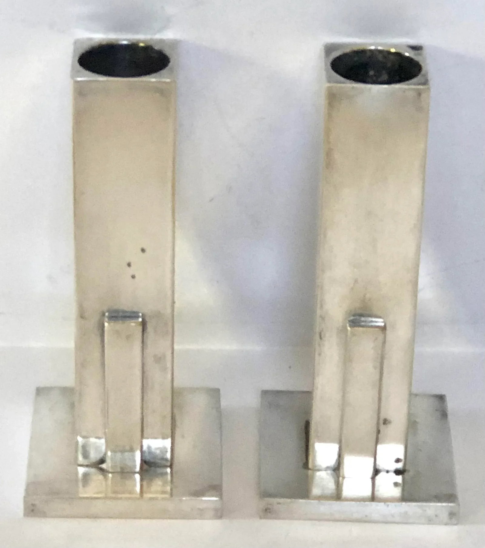 Art Deco Skyscraper Silver Candlesticks - 3