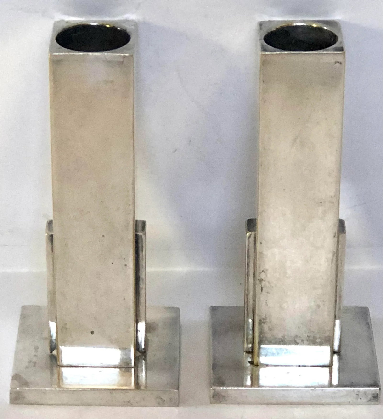 Art Deco Skyscraper Silver Candlesticks - 4
