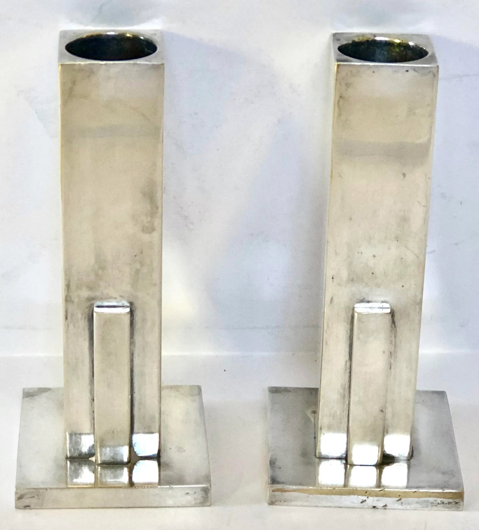 Art Deco Skyscraper Silver Candlesticks - 8