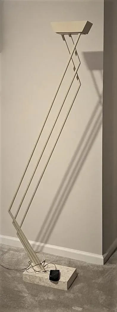1980s Vintage Relco Italian Metal & Travertine Torchiere Floor Lamp byG. Frattini - 11
