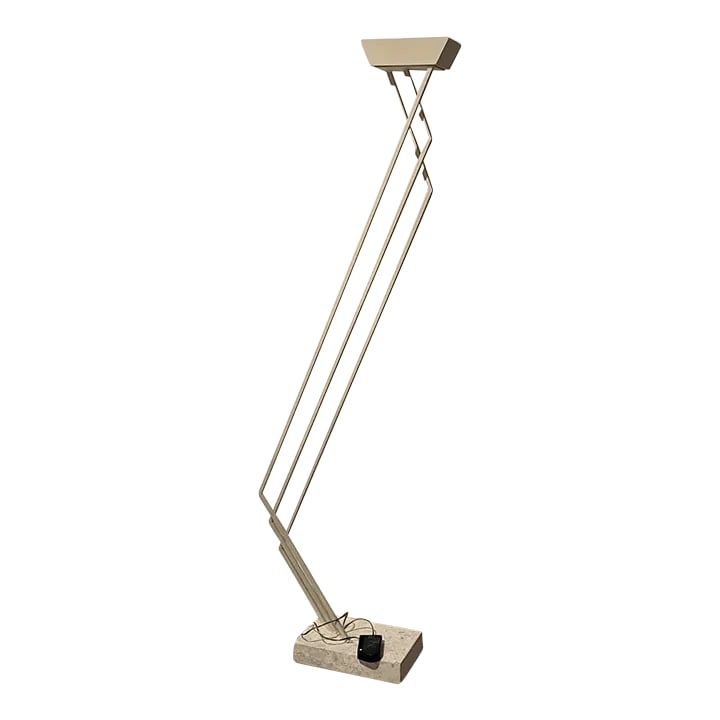 1980s Vintage Relco Italian Metal & Travertine Torchiere Floor Lamp byG. Frattini (1 of 11)