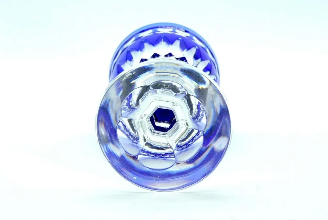 1920s Blue & Clear Cut Crystal Glassware - Set of 12 - 4