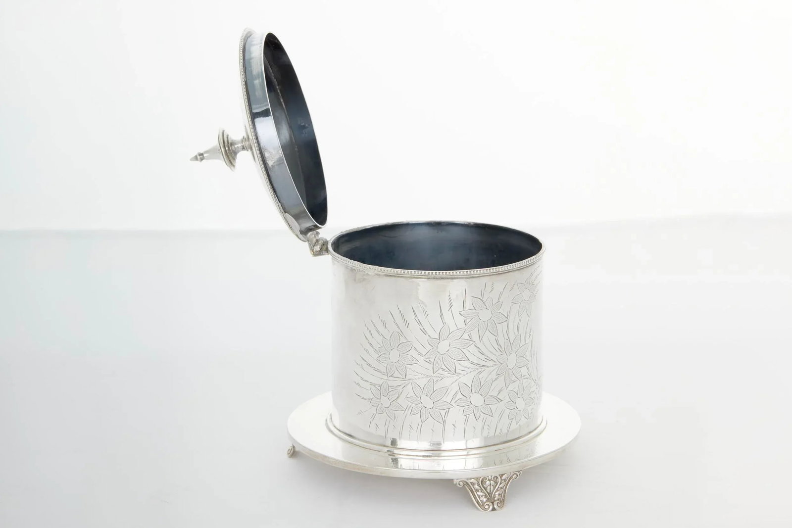 Antique Old English Silverplated Tea Caddy / Biscuit Box - 8