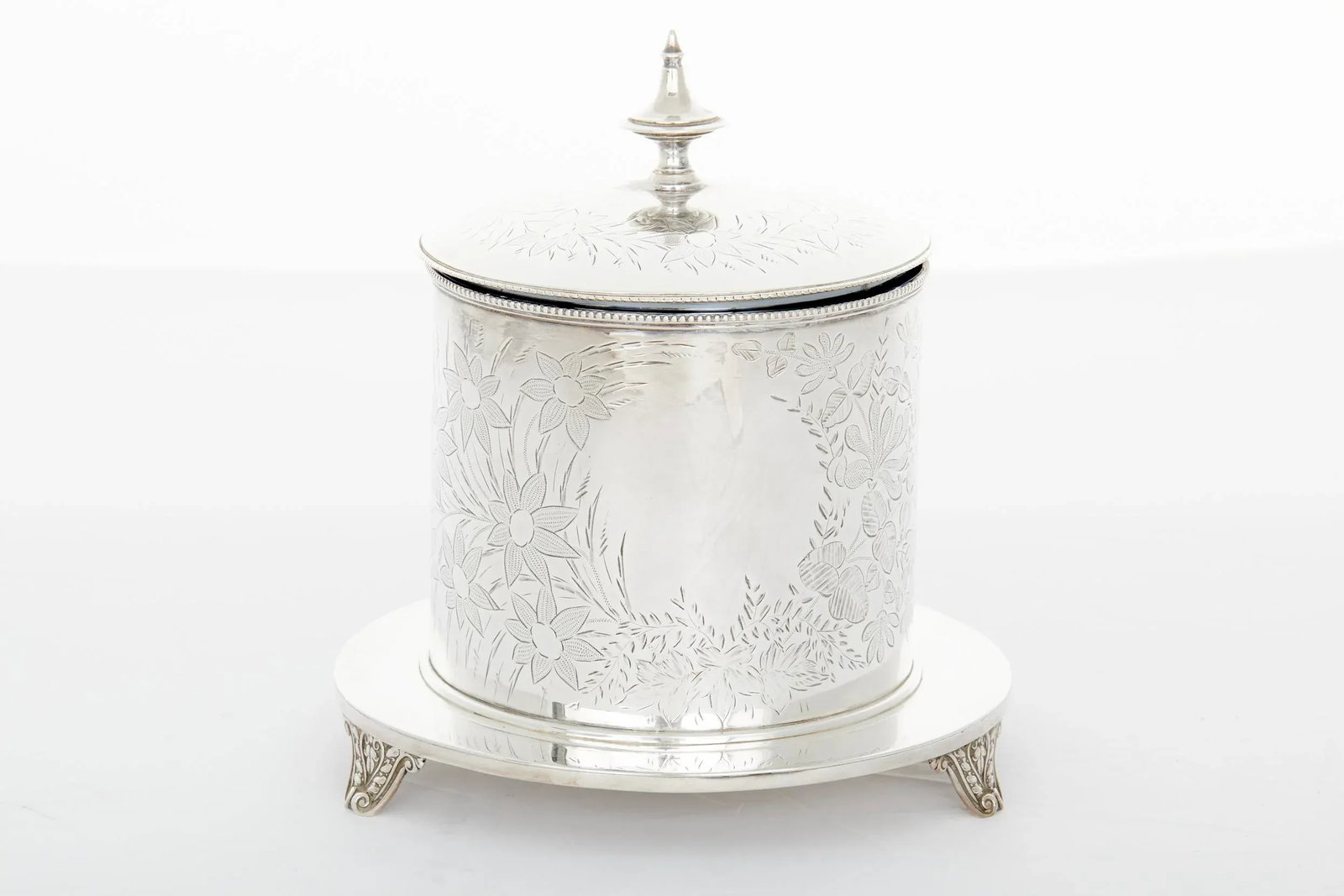 Antique Old English Silverplated Tea Caddy / Biscuit Box - 9
