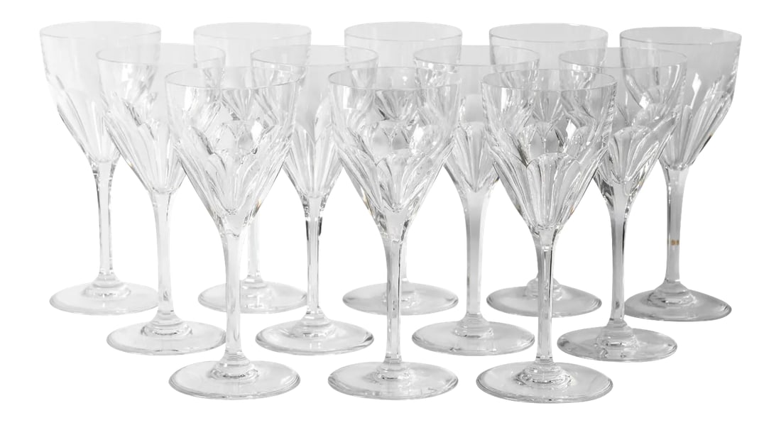 Vintage Saint Louis Crystal Wine Glasses- Set of 12 (1 of 6)