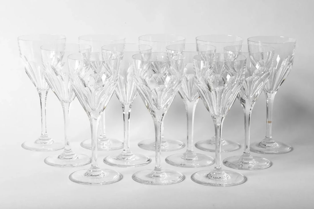 Vintage Saint Louis Crystal Wine Glasses- Set of 12 - 2