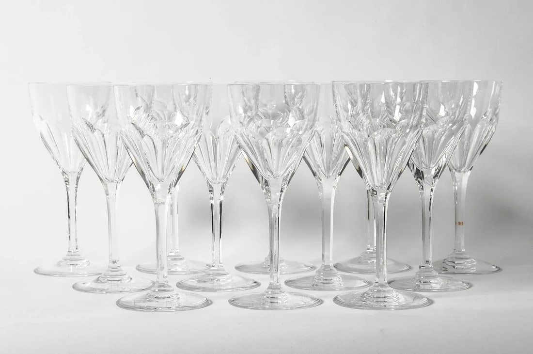 Vintage Saint Louis Crystal Wine Glasses- Set of 12 - 4
