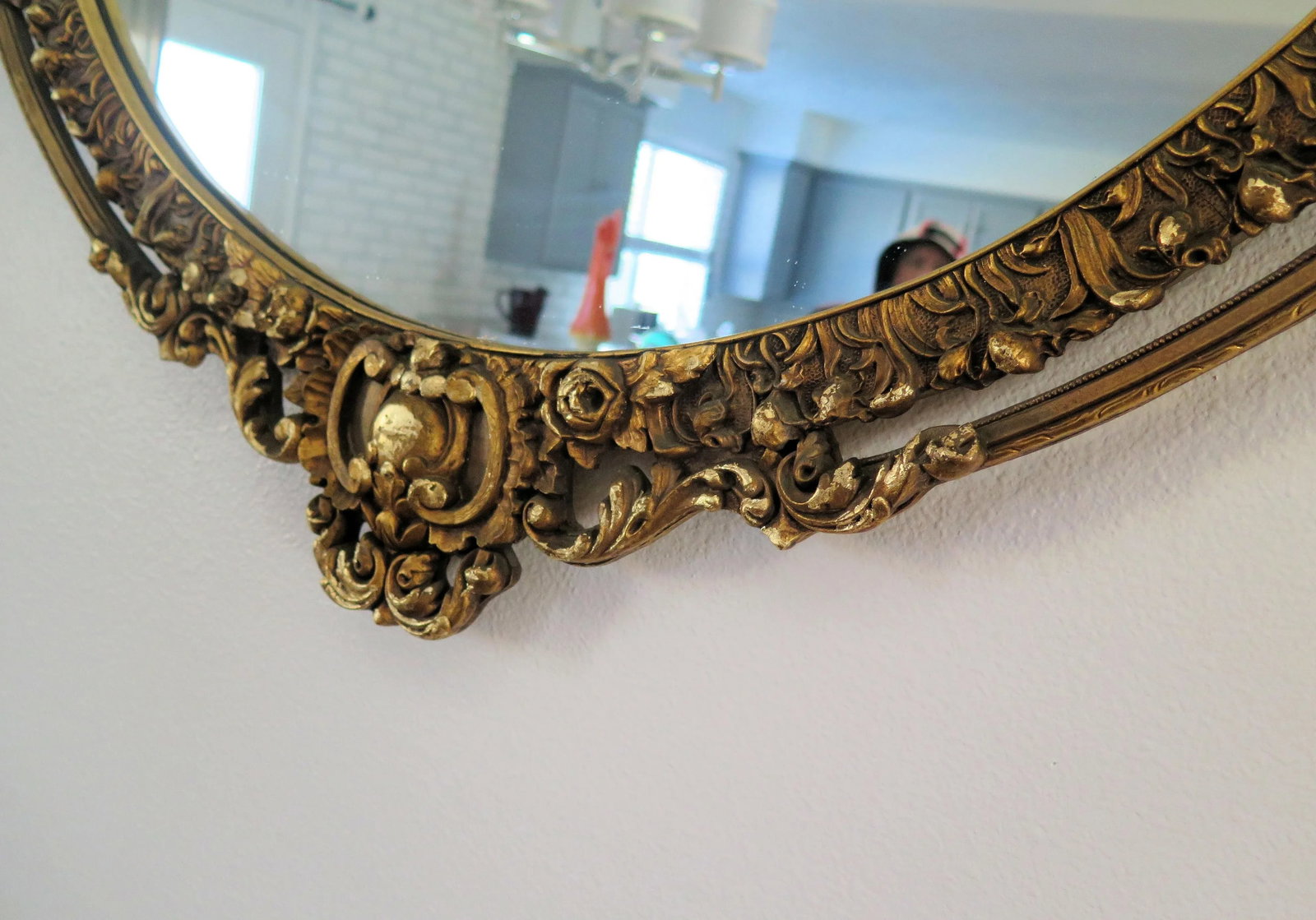 Large Vintage Louis XV Style Gold Leaf Mirror - 3
