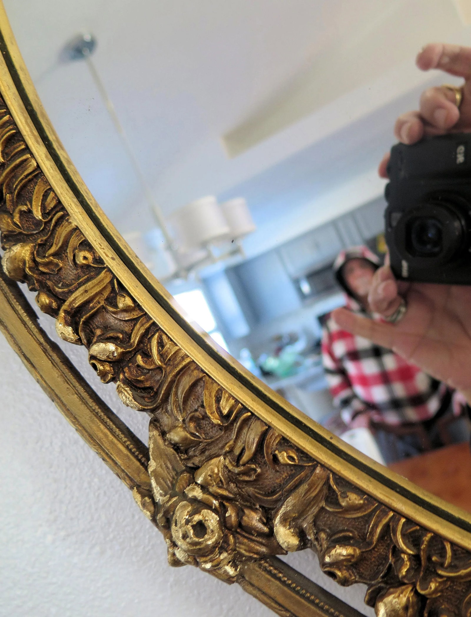 Large Vintage Louis XV Style Gold Leaf Mirror - 5