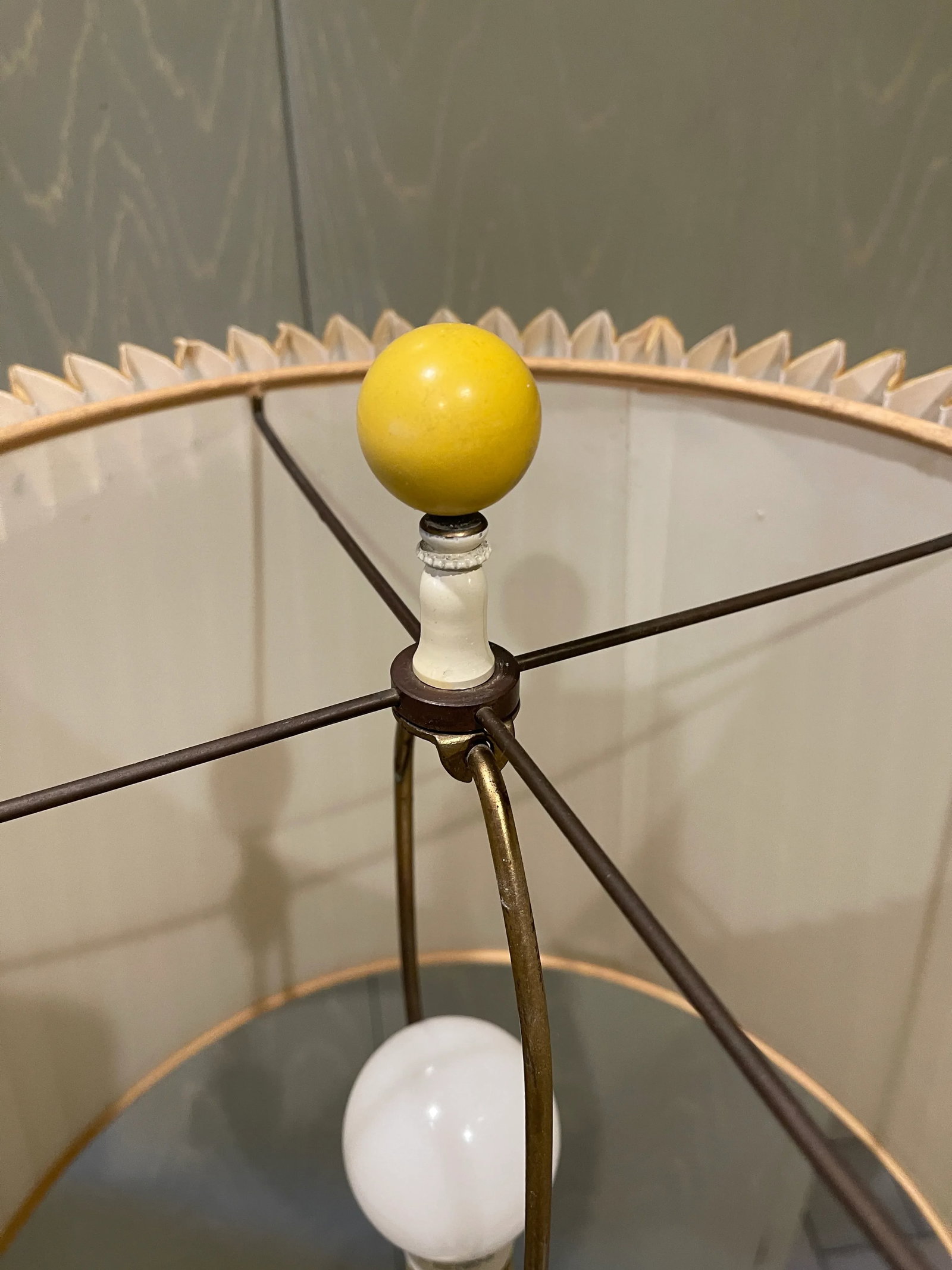 1960s Mid Century Yellow Floor Lamp With Shade - 5
