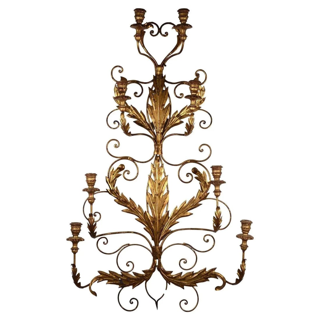 1930's Gilt Foliate Wall Sconces - a Pair - 3