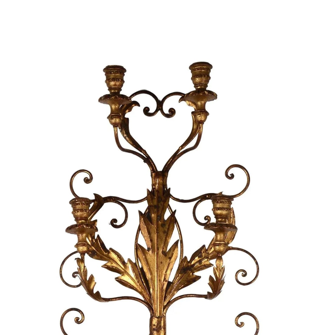 1930's Gilt Foliate Wall Sconces - a Pair - 4