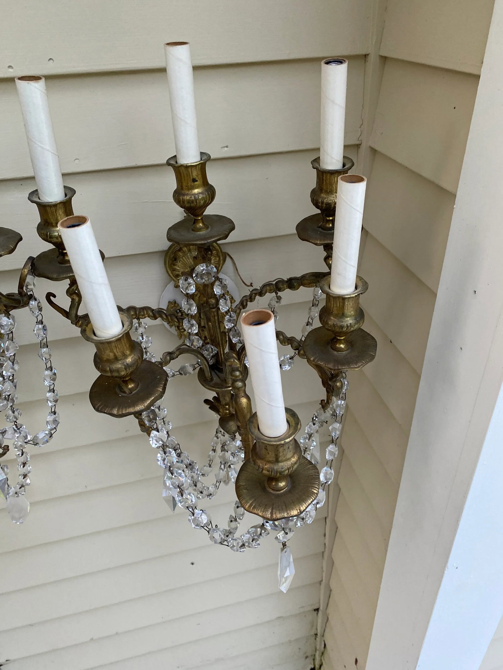 1900s Vintage Six Arm Brass Wall Sconces - a Pair - 10