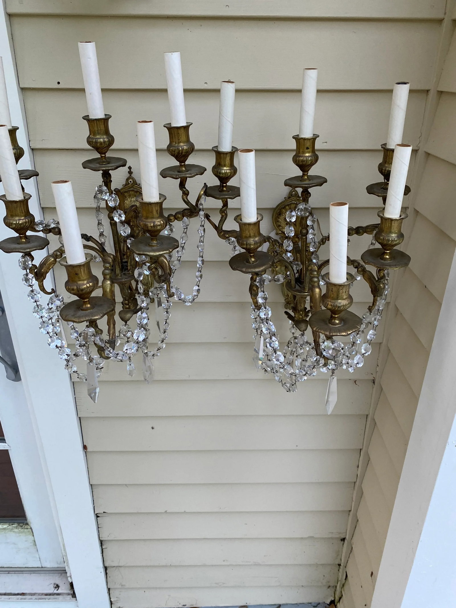 1900s Vintage Six Arm Brass Wall Sconces - a Pair - 2