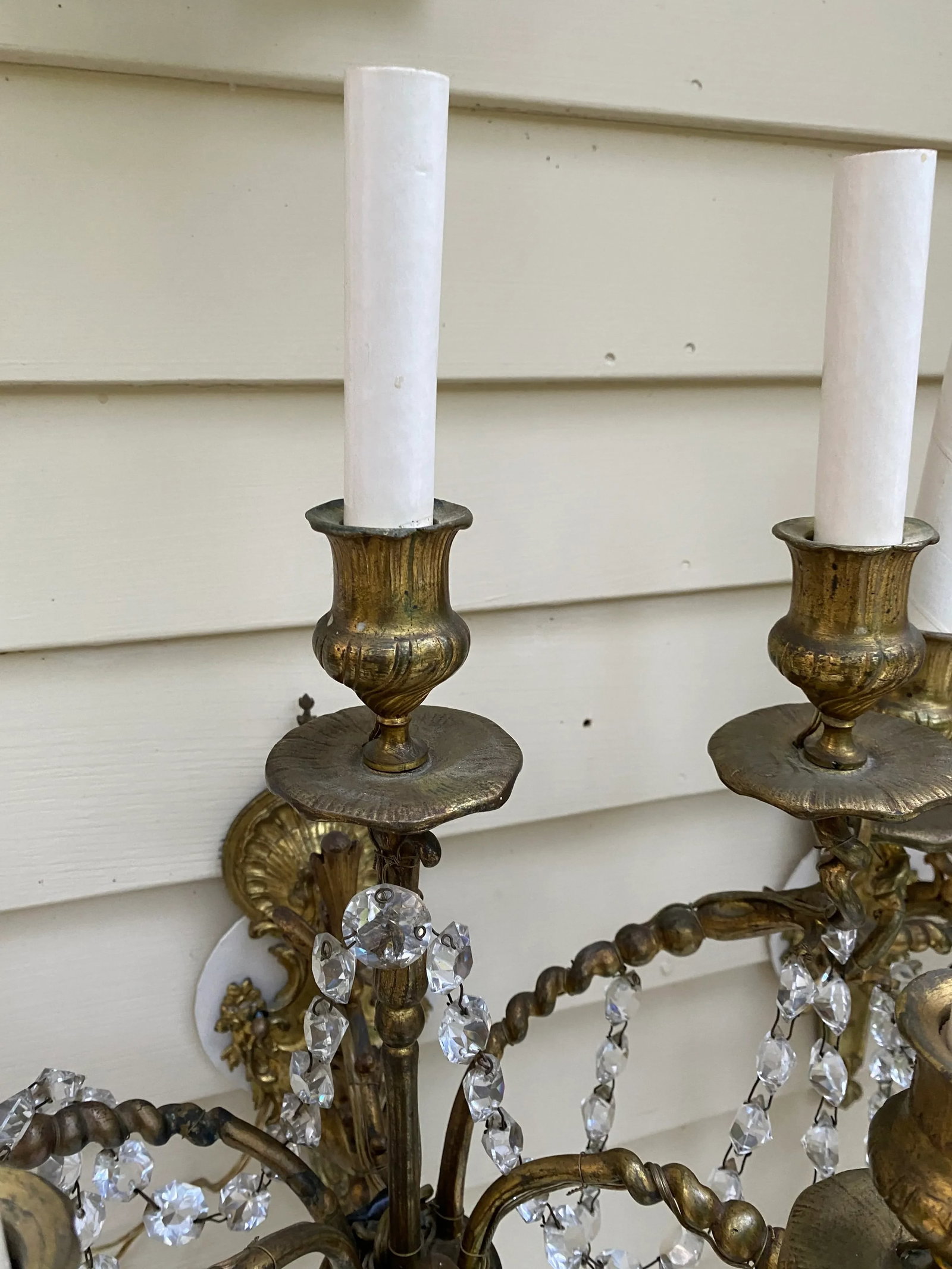 1900s Vintage Six Arm Brass Wall Sconces - a Pair - 4