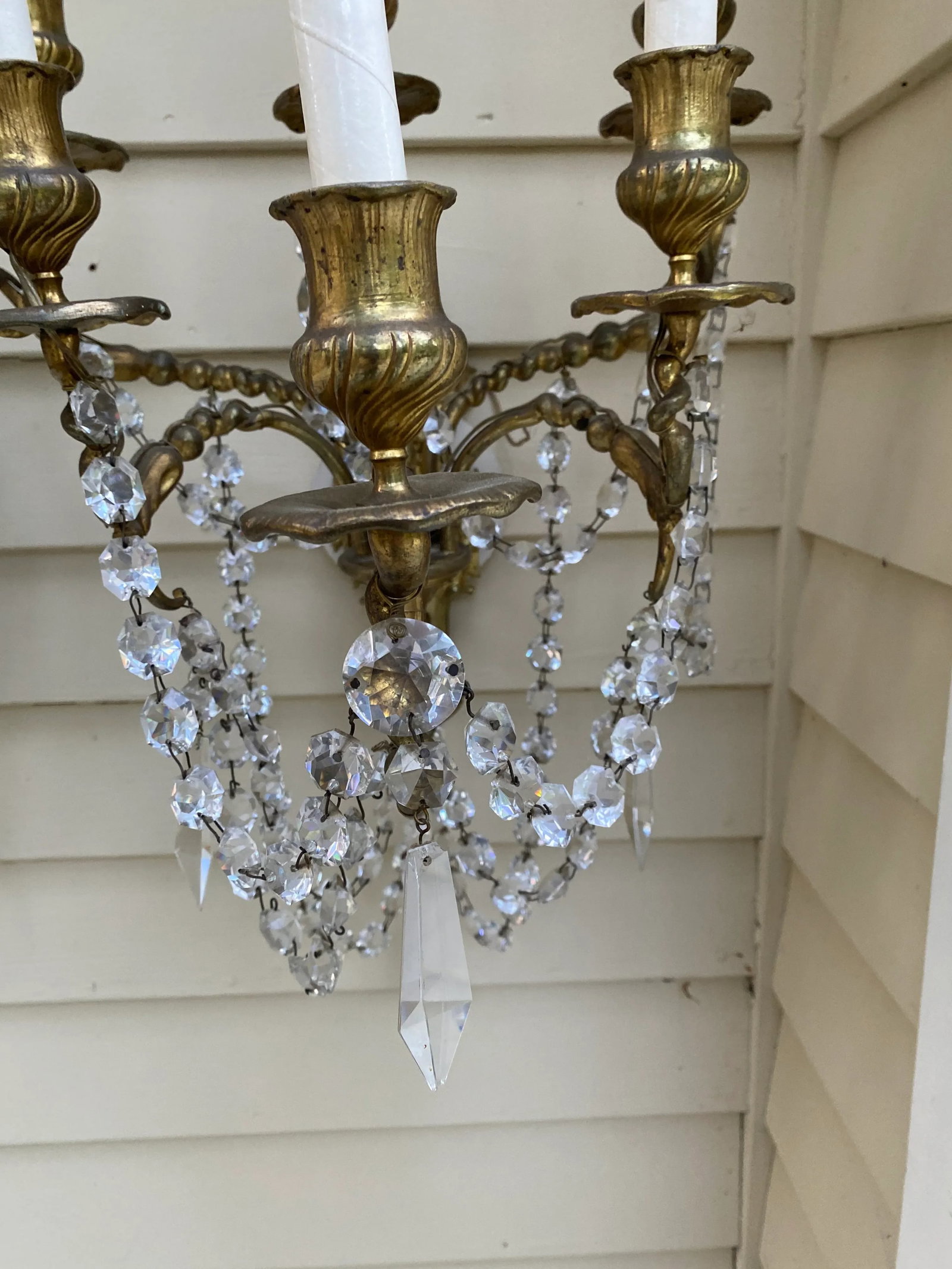 1900s Vintage Six Arm Brass Wall Sconces - a Pair - 6