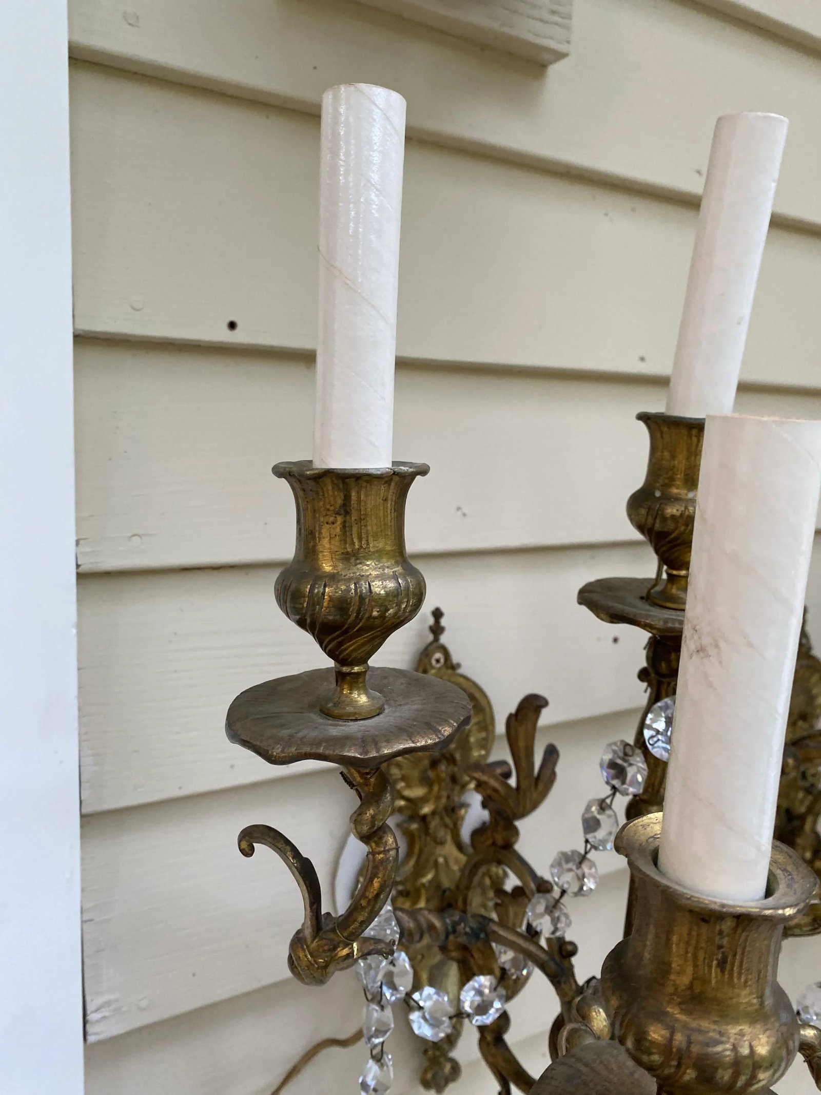 1900s Vintage Six Arm Brass Wall Sconces - a Pair - 8