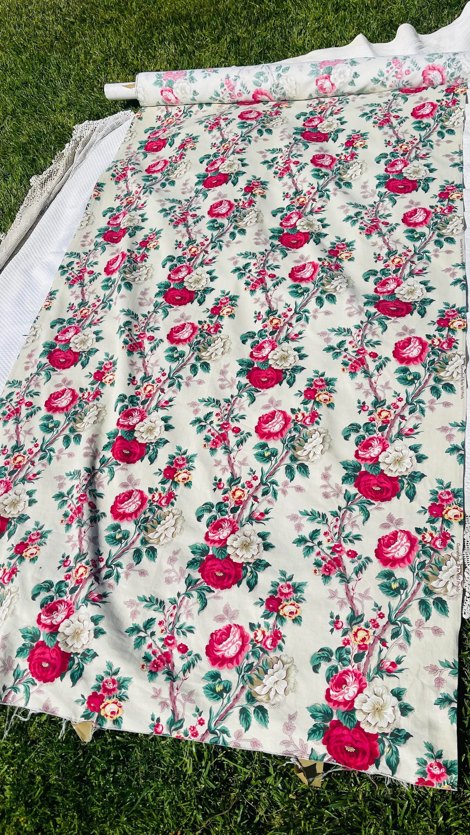 Vintage Fabric With Flower Patterns- 14 Yards - 2