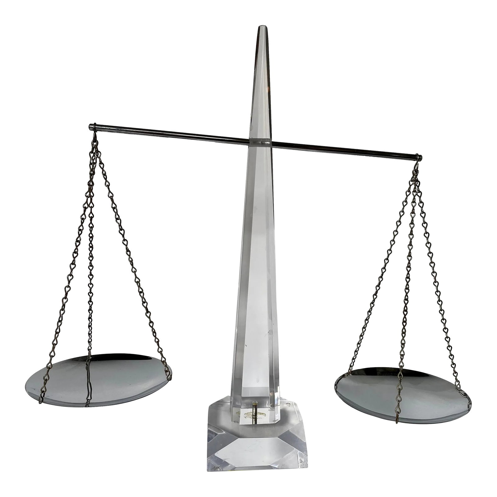 Mid Century Modern Chrome and Lucite Obelisk Scale (1 of 8)