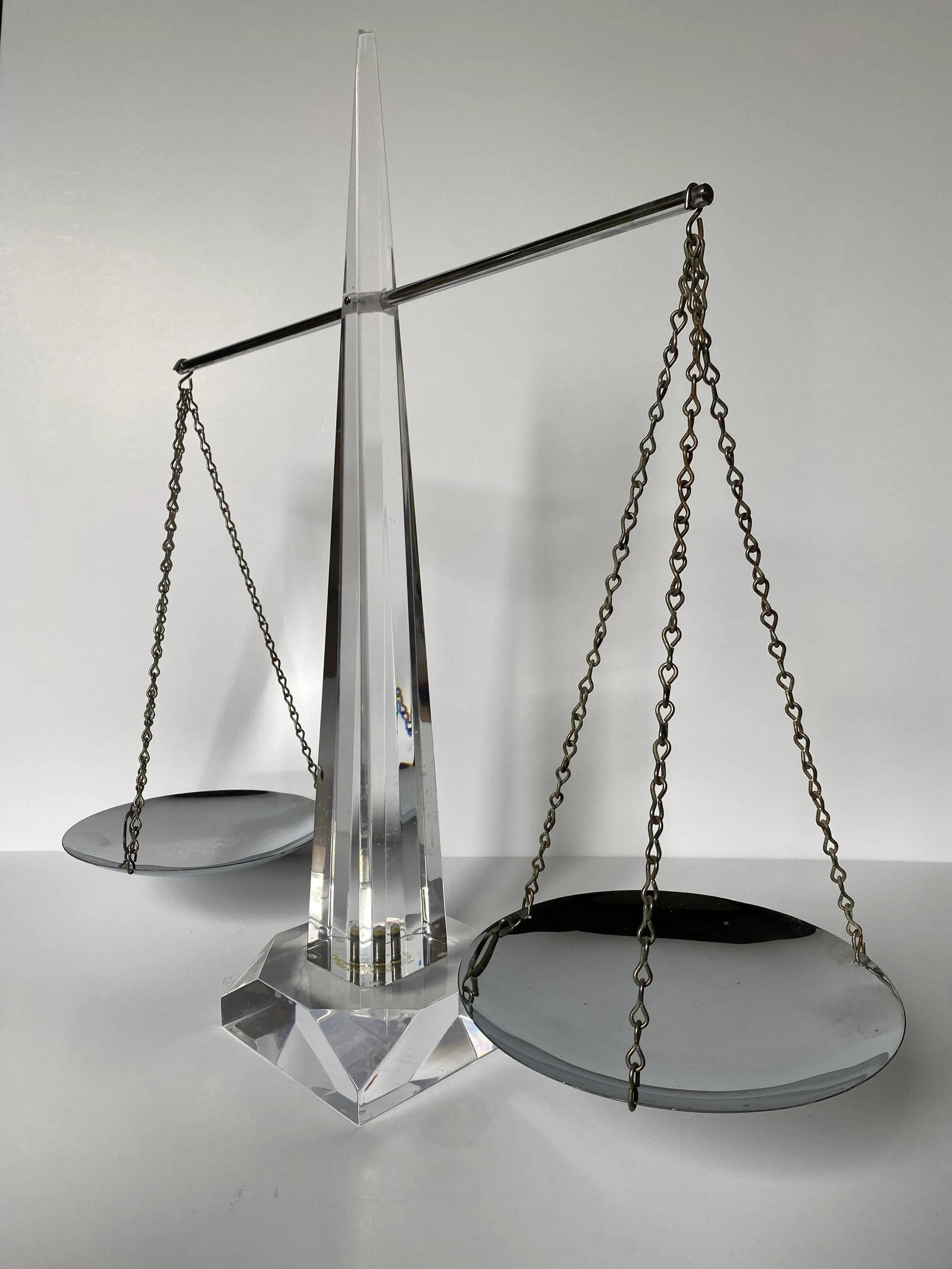 Mid Century Modern Chrome and Lucite Obelisk Scale - 3