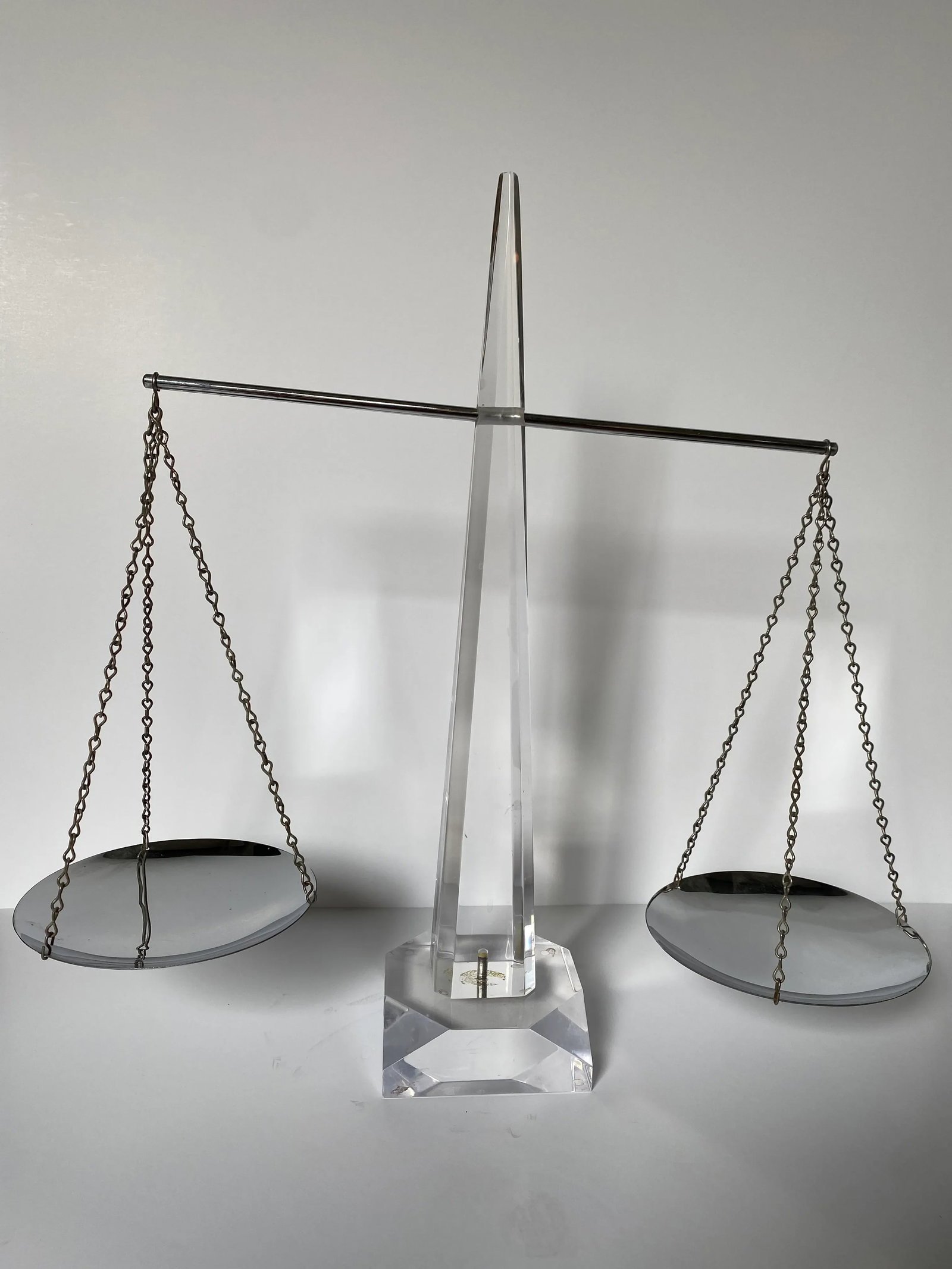 Mid Century Modern Chrome and Lucite Obelisk Scale - 6