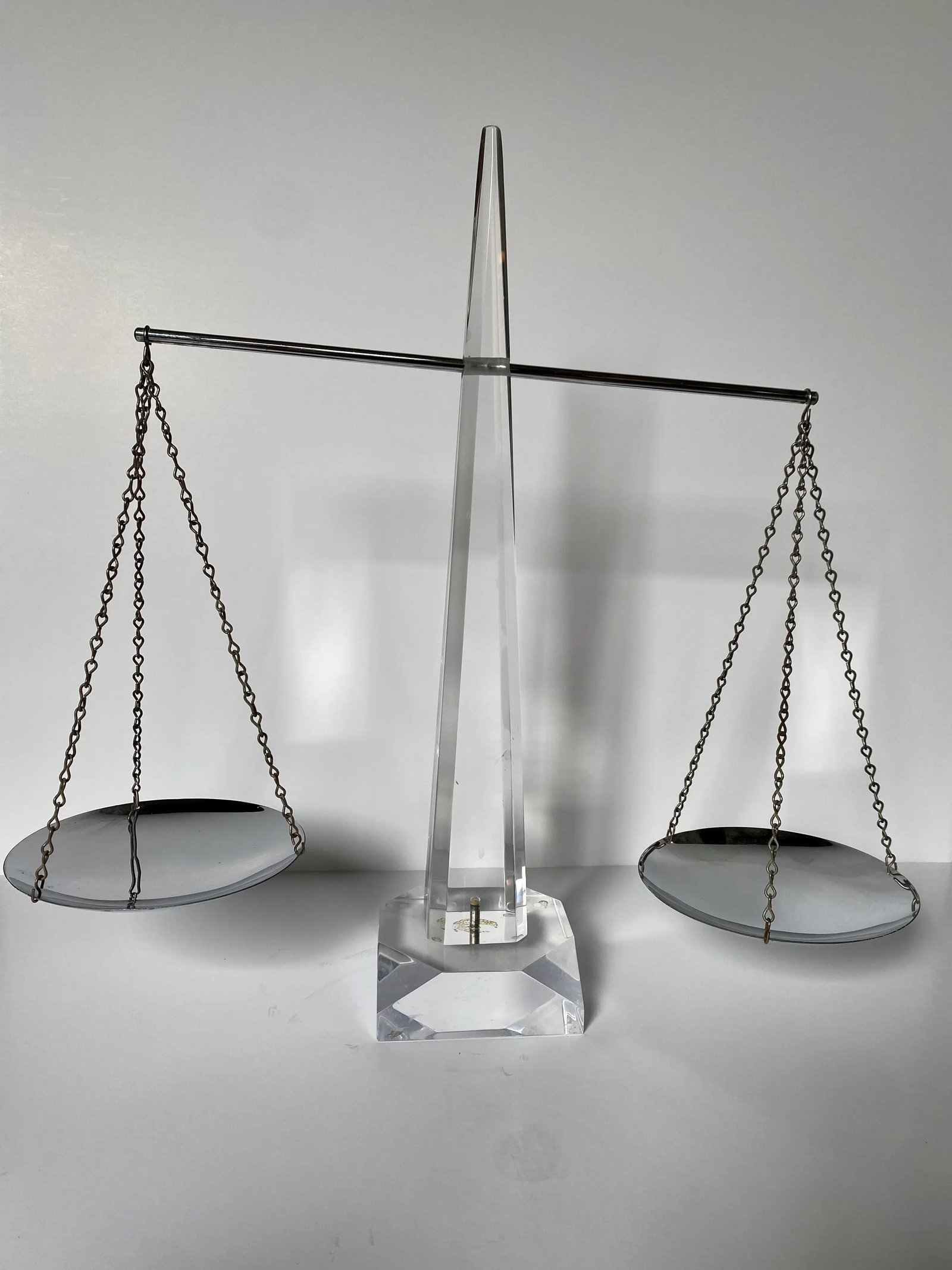 Mid Century Modern Chrome and Lucite Obelisk Scale - 8