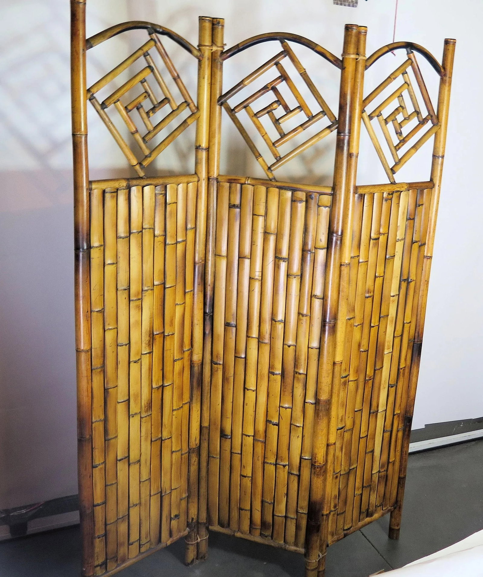1950s Japanese 3-Panel Bamboo Screen - 2