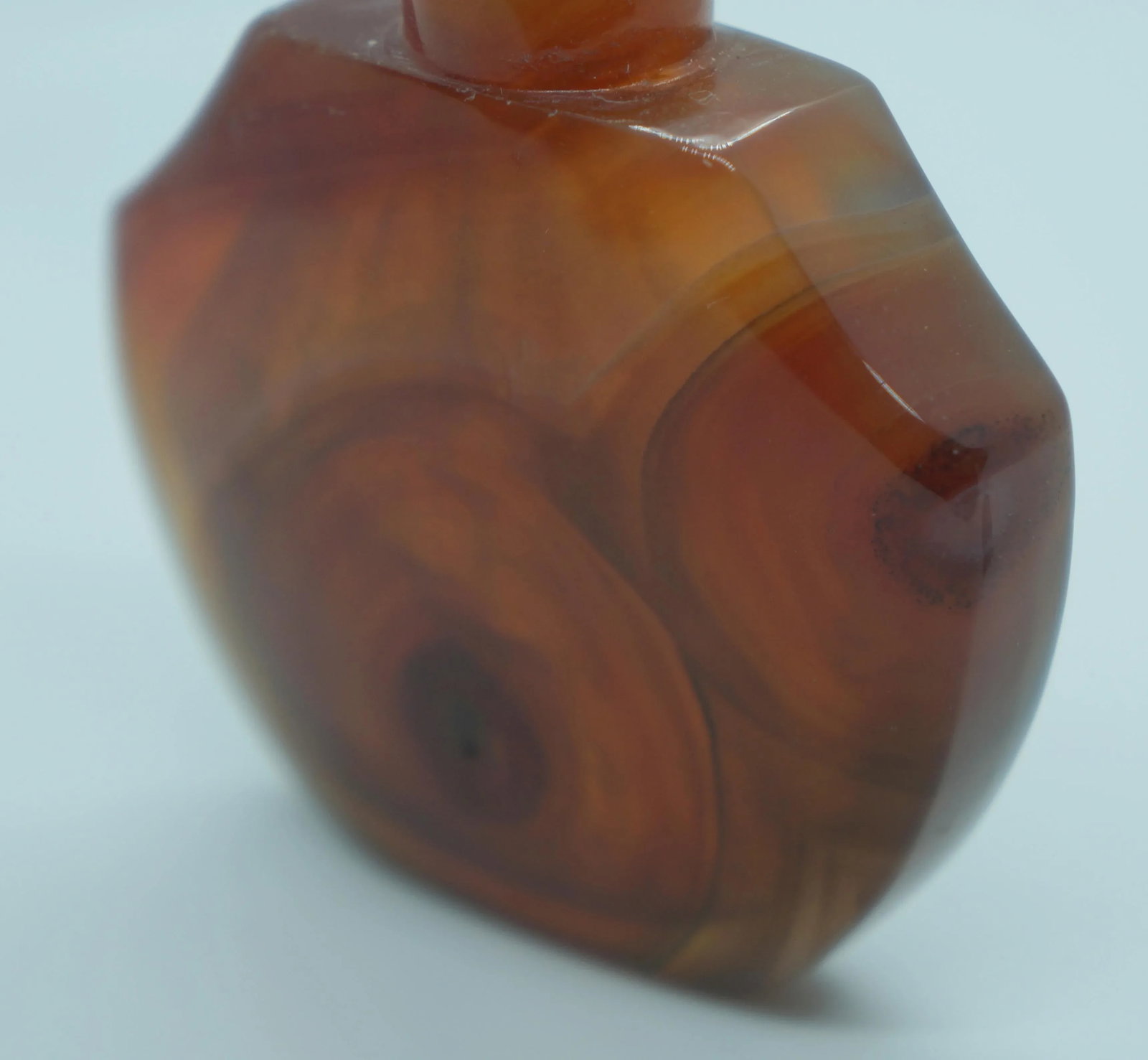 Vintage 1920s Banded Agate Snuff Bottle With Eyes - 10
